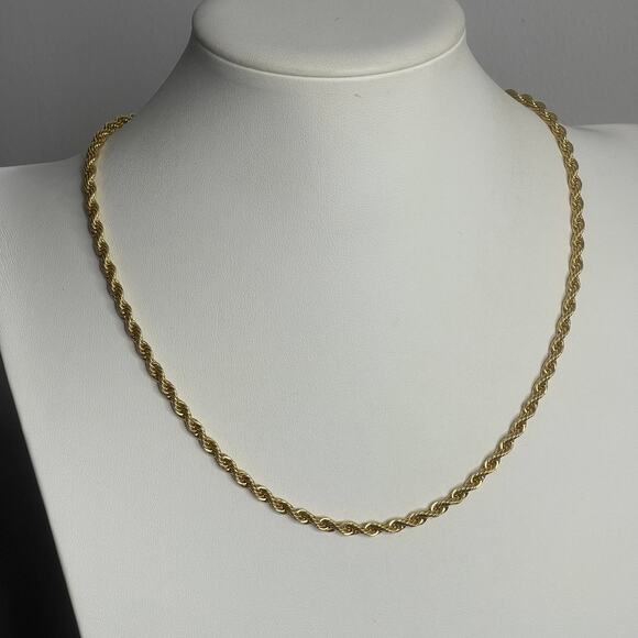 Necklace gold tone rope style costume jewelry simple for women or men - Picture 1 of 12